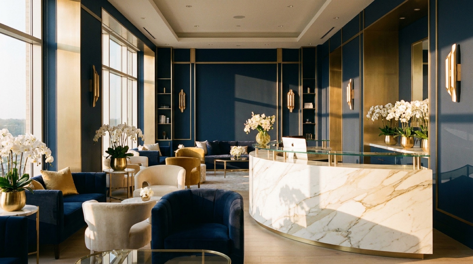 The serene, luxury interior of Kalm Med Spa in South Miami